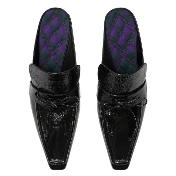 Burberry Sovereign Mule Black Patent Leather Slip On Heels 38.5 (US 8.5) NIB - Picture 1 of 9